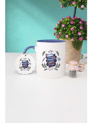 Hedizu Öğretmenler Günü Hediyesi Lacivert Kupa Bardak Anahtarlık