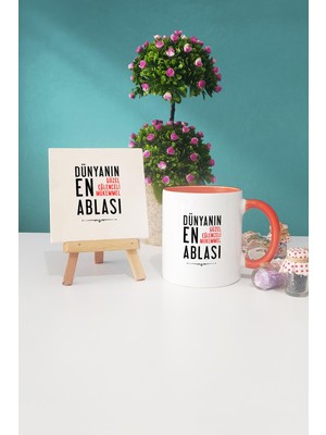 Hedizu Ablaya Hediye Turuncu Kupa Bardak Dekoratif Taş