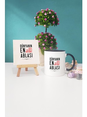 Hedizu Ablaya Hediye Siyah Kupa Bardak Dekoratif Taş