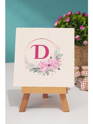 Hedizu Çiçekli D Harfli Dekoratif Taş Baskı