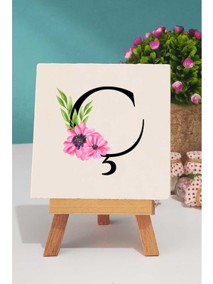 Hedizu Çiçekli Ç Harfli Dekoratif Taş Baskı