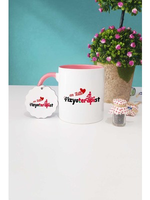 Hedizu En Tatlı Fizyoterapist Pembe Kupa Bardak Anahtarlık