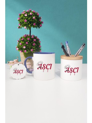 Hedizu Aşçıya Hediye Aşçı Lacivert Kupa Bardak Kalemlik Anahtarlık