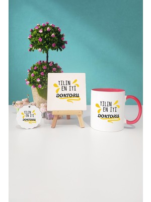 Hedizu Yılın En Iyi Doktoru Doktora Hediye Kırmızı Kupa Bardak Dekoratif Taş Anahtarlık