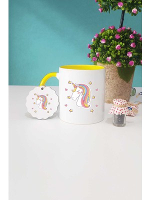 Hedizu Unicorn Sarı Kupa Bardak Anahtarlık