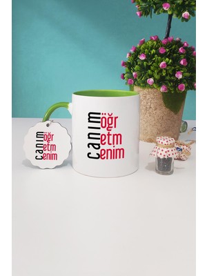 Hedizu Öğretmene Hediye Canım Öğretmenim Yeşil Kupa Bardak Anahtarlık