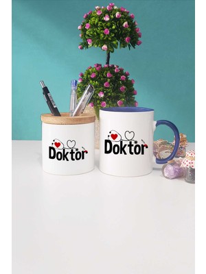 Hedizu Doktora Hediye Lacivert Kupa Bardak Kalemlik