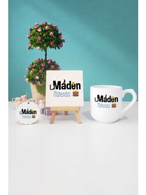 Hedizu Maden Mühendisi Hediye Oval Kupa Bardak Dekoratif Taş Anahtarlık