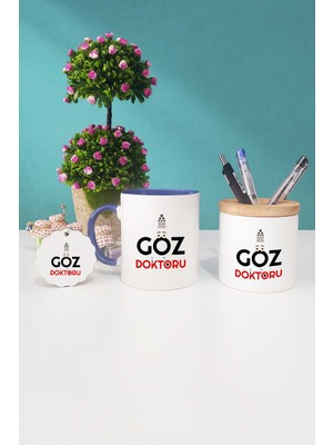 Hedizu Göz Doktoru Hediye Lacivert Kupa Bardak Kalemlik Anahtarlık