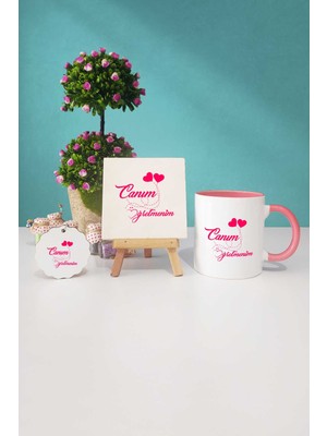 Hedizu Öğretmene Hediye Pembe Kupa Bardak Dekoratif Taş Anahtarlık