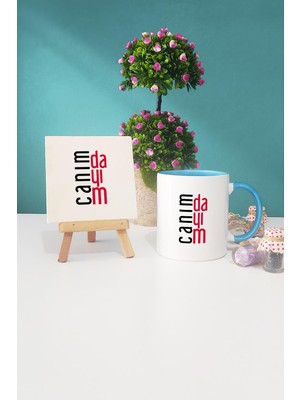 Hedizu Dayıya Hediye Canım Dayım Mavi Kupa Bardak Dekoratif Taş