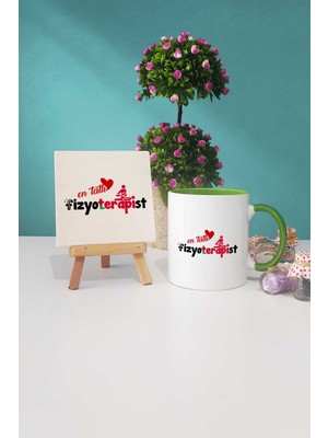 Hedizu En Tatlı Fizyoterapist Yeşil Kupa Bardak Dekoratif Taş