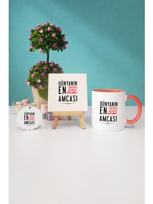 Hedizu Amcaya Hediye Turuncu Kupa Bardak Dekoratif Taş Anahtarlık