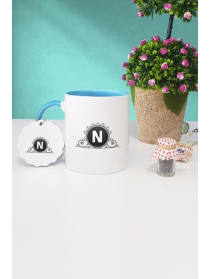 Hedizu N Harfli Mavi Kupa Bardak Anahtarlık