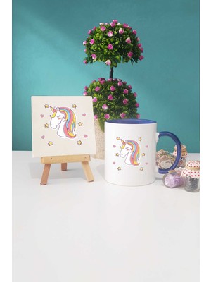 Hedizu Unicorn Lacivert Kupa Bardak Dekoratif Taş