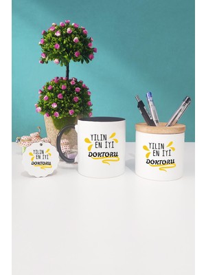 Hedizu Yılın En Iyi Doktoru Doktora Hediye Siyah Kupa Bardak Kalemlik Anahtarlık