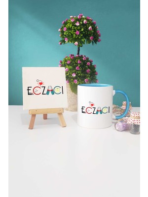 Hedizu Eczacı Hediye Mavi Kupa Bardak Dekoratif Taş