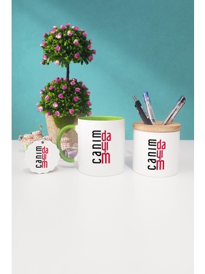 Hedizu Dayıya Hediye Canım Dayım Yeşil Kupa Bardak Kalemlik Anahtarlık