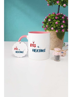 Hedizu Diş Hekimi Pembe Kupa Bardak Anahtarlık