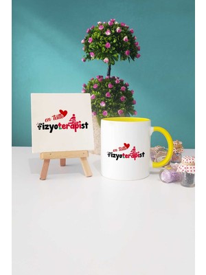 Hedizu En Tatlı Fizyoterapist Sarı Kupa Bardak Dekoratif Taş