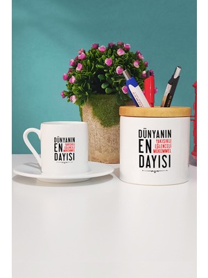 Hedizu Dayıya Hediye Türk Kahvesi Fincanı Beyaz ve Kalemlik