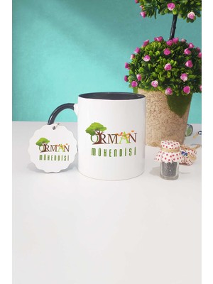 Hedizu Orman Mühendisi Hediye Siyah Kupa Bardak Anahtarlık