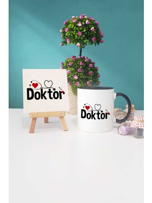 Hedizu Doktora Hediye Siyah Kupa Bardak Dekoratif Taş