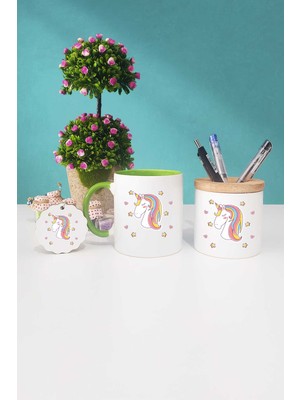 Hedizu Unicorn Yeşil Kupa Bardak Kalemlik Anahtarlık