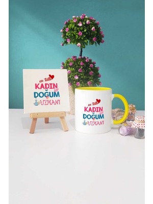 Hedizu En Tatlı Kadın Doğum Uzmanı Hediye Sarı Kupa Bardak Dekoratif Taş