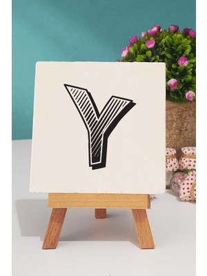 Hedizu Harf Tasarımlı Y Harfli Dekoratif Taş Baskı