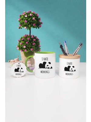 Hedizu Sevimli Panda Yeşil Kupa Bardak Kalemlik Anahtarlık