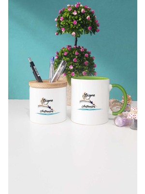 Hedizu Kadın Yüzme Antrenörü Hediye Yeşil Kupa Bardak Kalemlik