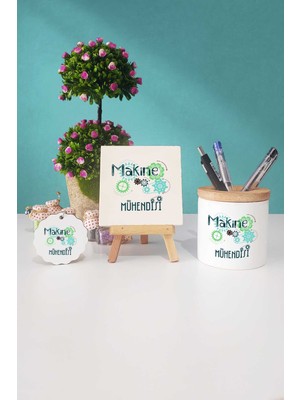 Hedizu Makine Mühendisi Hediye Dekoratif Taş Anahtarlık Kalemlik