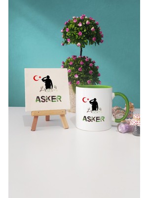 Hedizu Asker Yeşil Kupa Bardak Dekoratif Taş