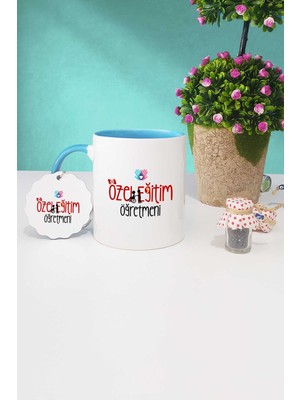 Hedizu Özel Eğitim Öğretmeni Hediye Mavi Kupa Bardak Anahtarlık