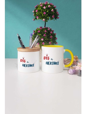 Hedizu Diş Hekimi Sarı Kupa Bardak Kalemlik