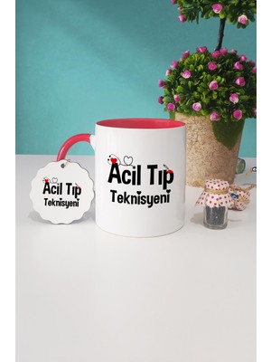 Hedizu Acil Tıp Teknisyeni Hediye Kırmızı Kupa Bardak Anahtarlık