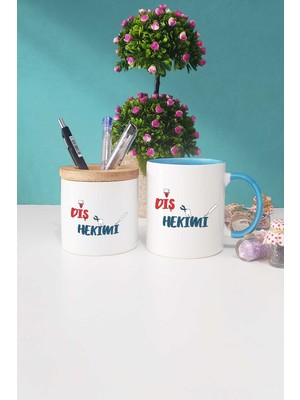 Hedizu Diş Hekimi Mavi Kupa Bardak Kalemlik