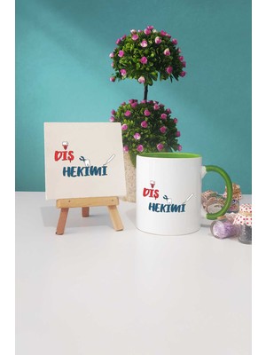 Hedizu Diş Hekimi Yeşil Kupa Bardak Dekoratif Taş