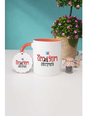 Hedizu Özel Eğitim Öğretmeni Hediye Turuncu Kupa Bardak Anahtarlık
