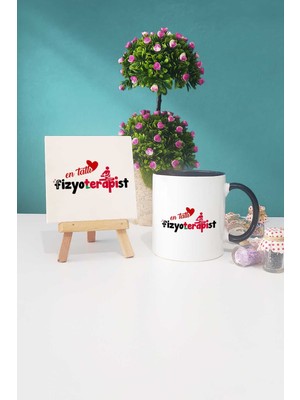 Hedizu En Tatlı Fizyoterapist Siyah Kupa Bardak Dekoratif Taş