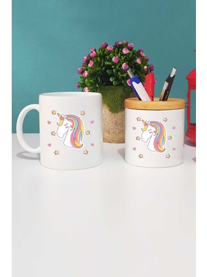 Hedizu Unicorn Kupa Bardak Beyaz ve Kalemlik