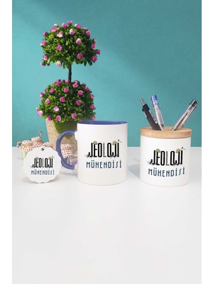 Hedizu Jeoloji Mühendisi Hediye Lacivert Kupa Bardak Kalemlik Anahtarlık