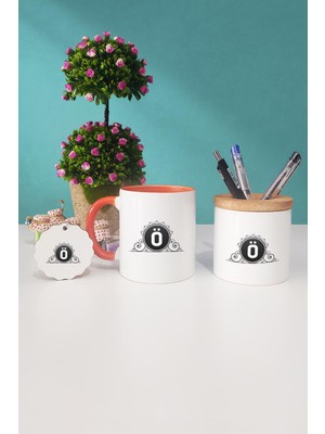 Hedizu Ö Harfli Turuncu Kupa Bardak Kalemlik Anahtarlık