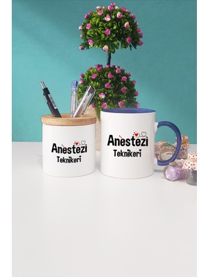 Hedizu Anestezi Teknikeri Hediye Lacivert Kupa Bardak Kalemlik