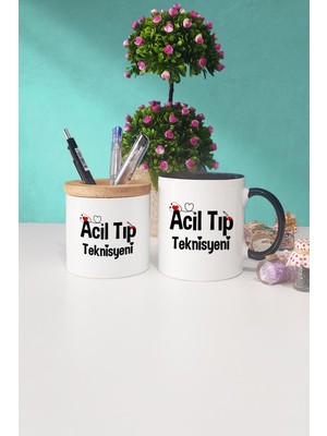 Hedizu Acil Tıp Teknisyeni Hediye Siyah Kupa Bardak Kalemlik