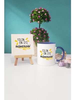 Hedizu Yılın En Iyi Mühendisi Mühendise Hediye Lacivert Kupa Bardak Dekoratif Taş