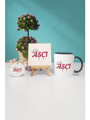 Hedizu Aşçıya Hediye Aşçı Siyah Kupa Bardak Dekoratif Taş Anahtarlık