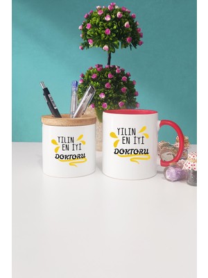 Hedizu Yılın En Iyi Doktoru Doktora Hediye Kırmızı Kupa Bardak Kalemlik