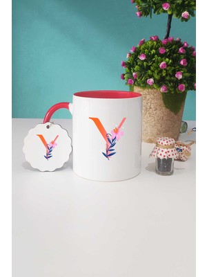 Hedizu Özel Tasarım Y Harfli Kırmızı Kupa Bardak Anahtarlık